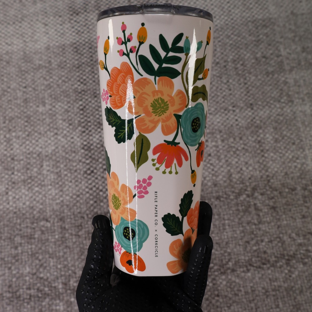 Rifle Paper Co x Corkcicle Tumbler 24oz Floral Garden Party White Excellent